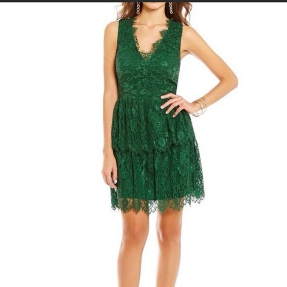 Holiday Dress Elegant Green Lace Dress, Semiformal, Cocktail
